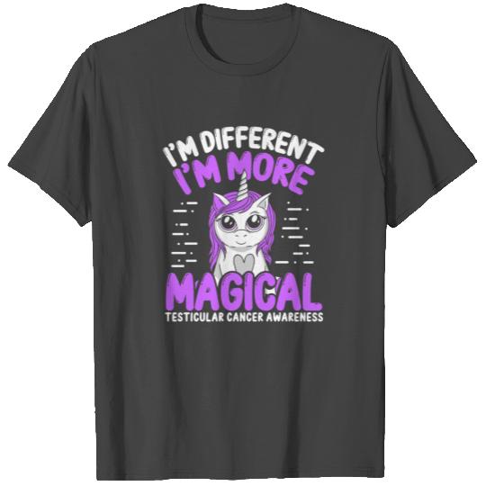 Testicular Cancer Awareness Unicorn Purple Ribbon T Shirts