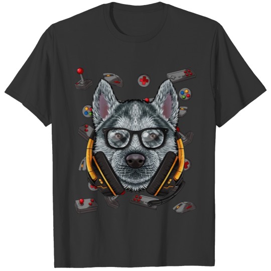 Gamer Husky Gaming Dog Video Game Player Boys Kids T-shirt