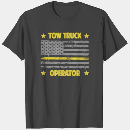 Tow Truck Operator American Flag Thin Yellow Line T Shirts
