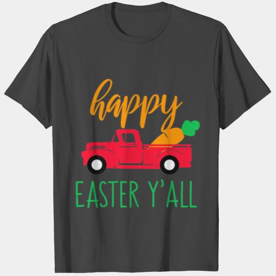Womens Happy Easter Yall Red Truck Gift for Mom T Shirts