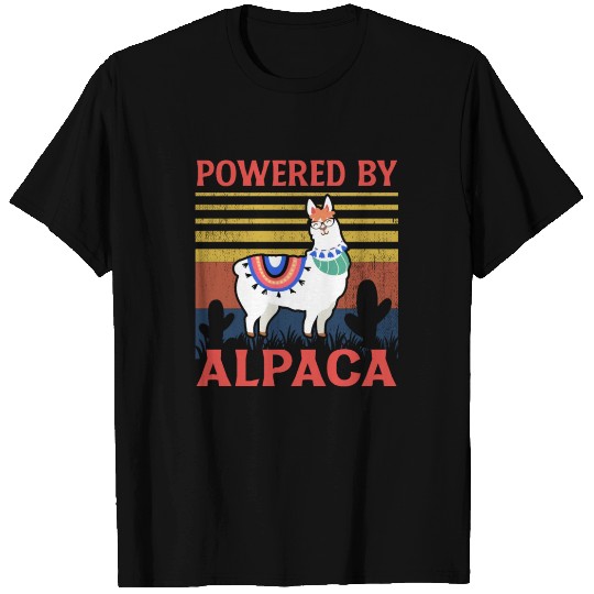 Retro Vintage Style Powered by Alpaca - Alpaca T Shirts
