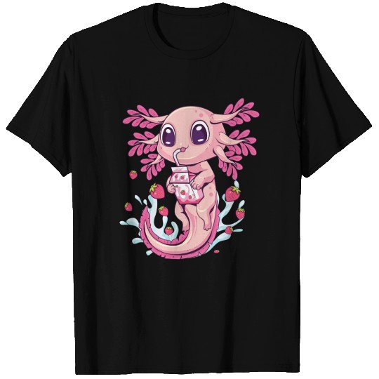 Axolotl Pastel Goth Strawberry Milk Shake T Shirts