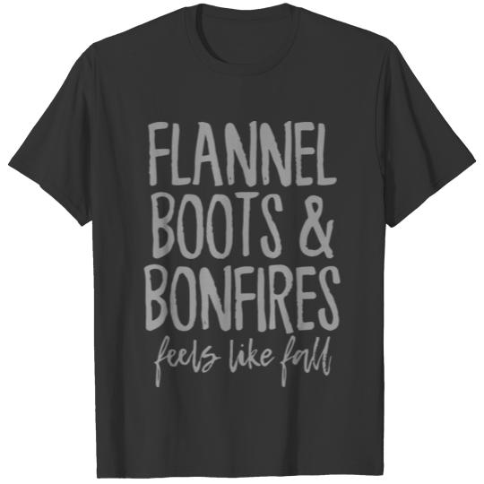 Flannel Boots Bonfires Feels Like Fall T Shirts