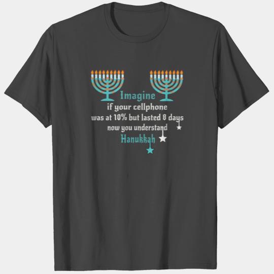 Funny Imagine Cellphone Hanukkah Candle Menorah T Shirts