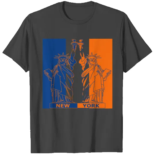 Statue of Liberty with NYC flag colors T Shirts