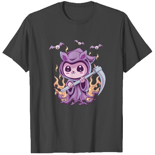 Pastel Goth Grim Reaper Cat Cute Creepy Death Cat T Shirts