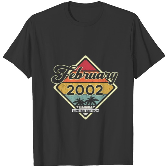 Vintage 20th Birthday February 2002 Sports Gift T-shirt