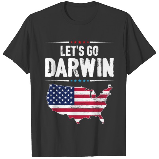 Funny Lets Go Darwin Sarcastic US Flag Vintage T-shirt