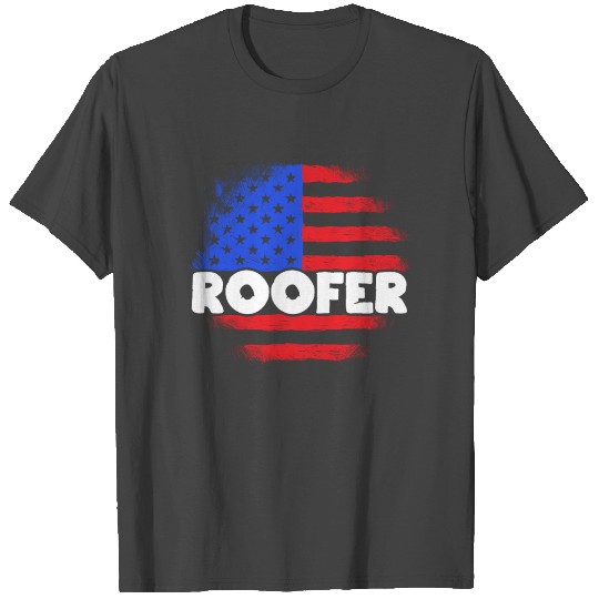 USA Flag American Roofer Roof Mechanic Roofing T Shirts