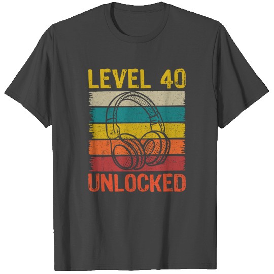 40th Birthday Gaming Video Gamer Level 40 Unlocked T Shirts
