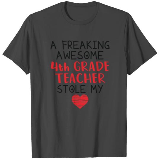 4th Grade Teacher Valentines Funny Red Heart T Shirts