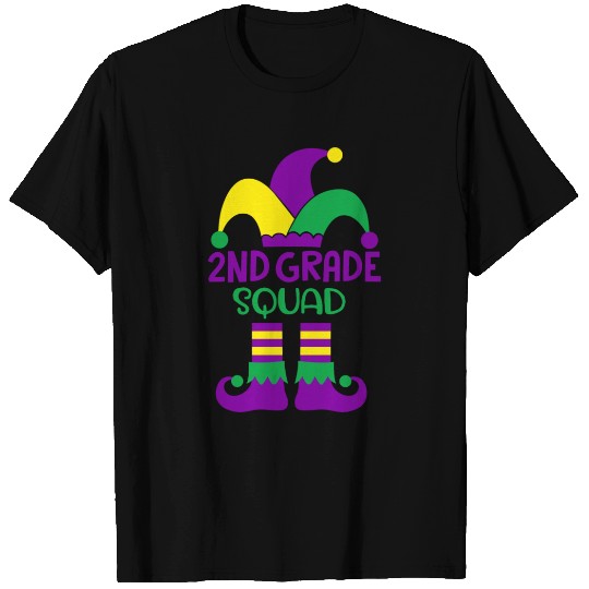 Funny 2nd Grade Squad Teacher Mardi Gras Carnival T Shirts
