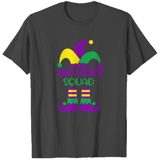 Funny 2nd Grade Squad Teacher Mardi Gras Carnival T Shirts