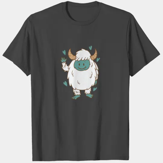 Yeti waving Snowman Creature Footprints T Shirts