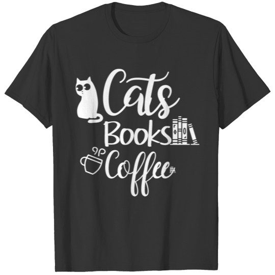 Cats, books and coffee T-shirt