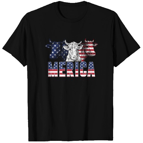 Merica Cows Flag Lovers T Shirts