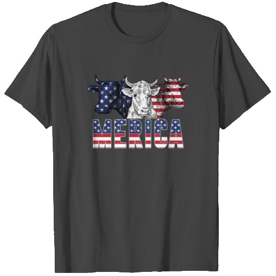 Merica Cows Flag Lovers T Shirts