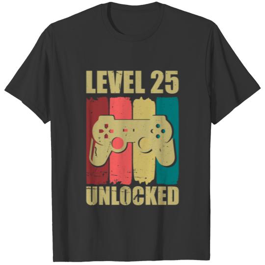 25th Birthday Level 25 Unlocked Gamer 25 Years T-shirt