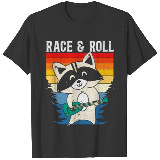 Race And Roll Guitarist Trash Panda Raccoon Guitar T-shirt