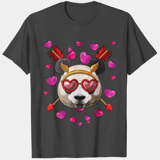 Panda Valentines Day Animal Face Heart Glass Love T Shirts