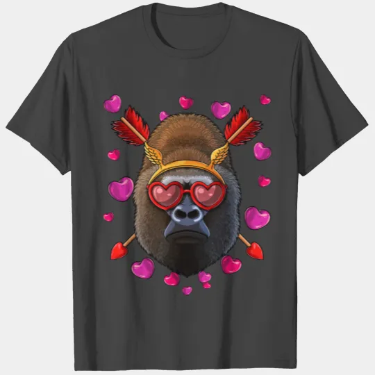 Gorilla Valentines Day Animal Face Heart Glass Lov T Shirts