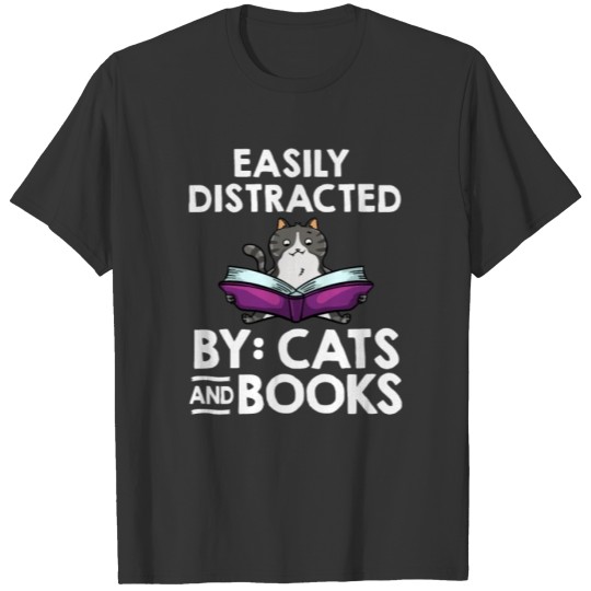 Cat Read Book Reader Reading Librarian T-shirt