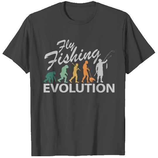 Fly Fishing Evolution of Old Man Men Funny Vintage T Shirts