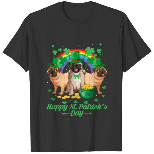Pug Dogs Shamrock Happy St Patricks Day T Shirts