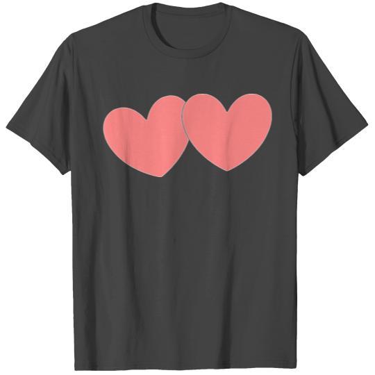 pink heart hearts gift valentines day couples T Shirts