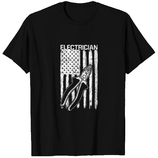 Vintage USA Flag Patriotic Electrician Lineman T Shirts