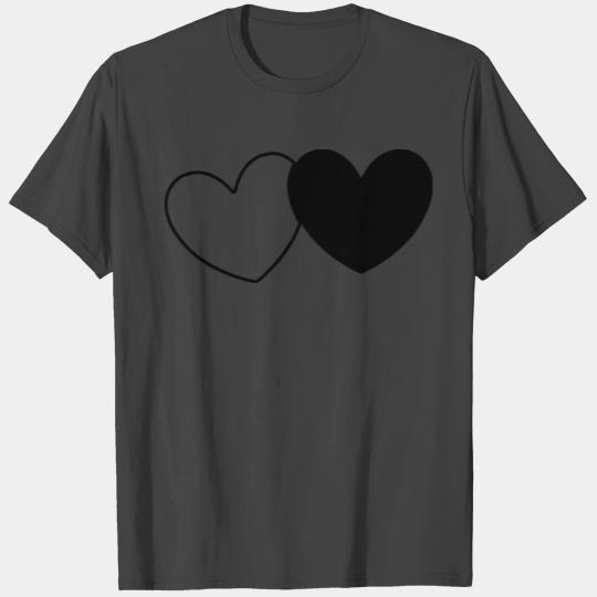 heart black hearts gift valentines day couples T Shirts