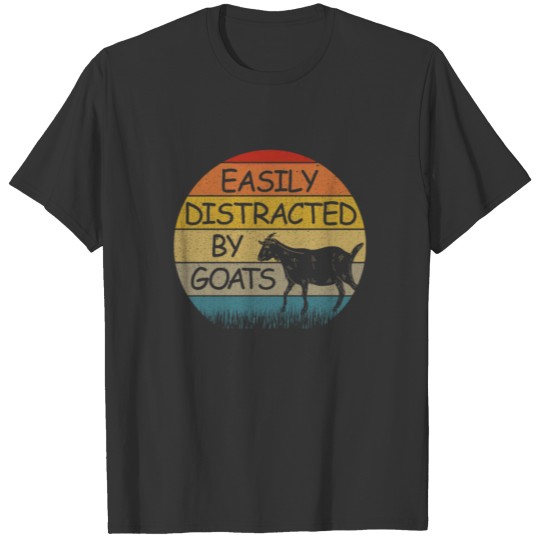Easily Distracted By Goats Retro Farm Goat Loverdi T-shirt