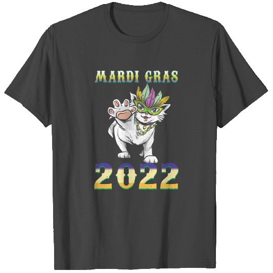 Kawaii Cat Mask Beads Gras Happy Mardi Party 2022 T Shirts