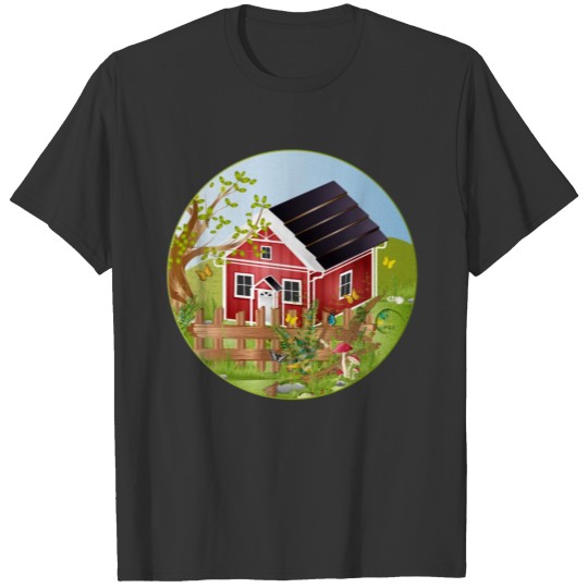 small red house with garden fence in spring T Shirts