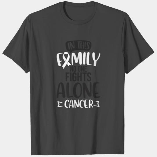 In This Family No One Fights Alone Cancer Survivor T Shirts