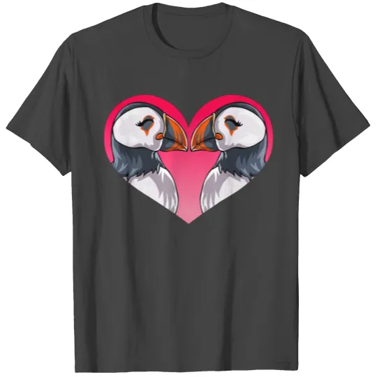 Kids Valentines Day Puffin Bird Heart Gift T Shirts