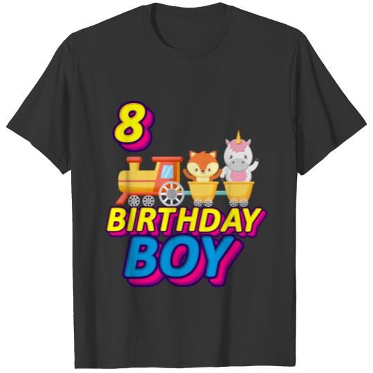 8th Birthday Boys 8 Years Old Animal Train T Shirts