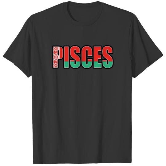 Pisces Belarusian Horoscope Heritage DNA Flag T-shirt