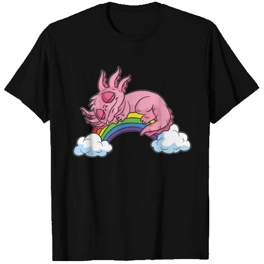 Sleeping Axolotl on a Rainbow T Shirts
