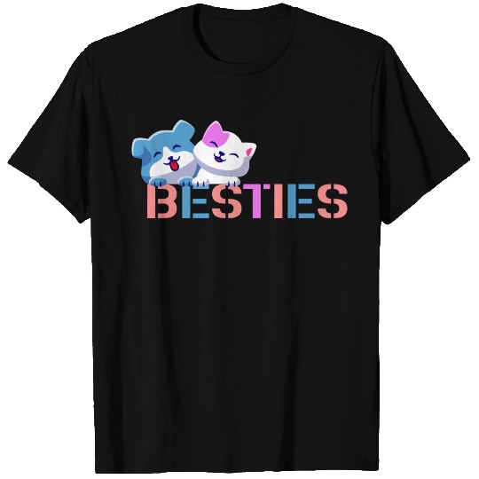 Cute cat and dog best friends, besties T Shirts