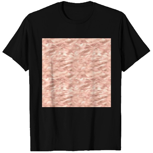 Glam Rose Gold Metallic Waves Texture T Shirts