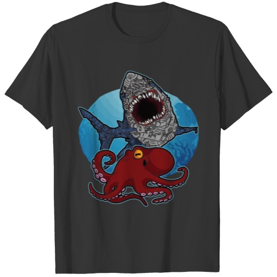 Plastic Kills Garbage Shark Octopus Ocean Polution T-shirt