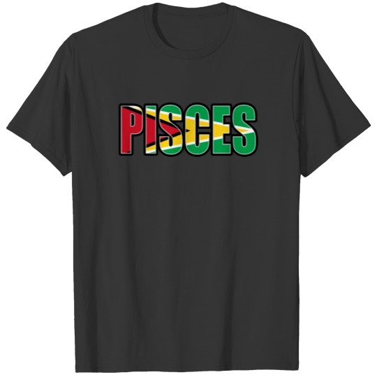 Pisces Guyanese Horoscope Heritage DNA Flag T-shirt