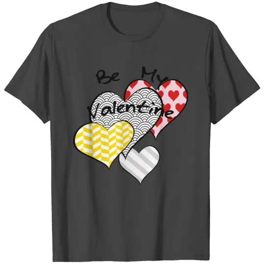 Be My Valentine Patterned Hearts light T Shirts