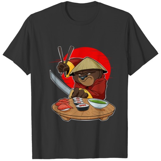 Samurai Sushi Bear I Japanese Food I Maki Lover T-shirt