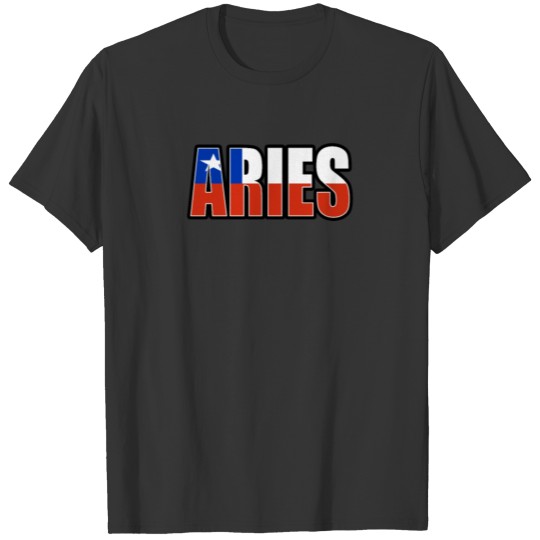 Aries Chilean Horoscope Heritage DNA Flag T-shirt