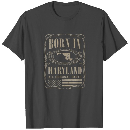 Vintage America US States Born Maryland T Shirts