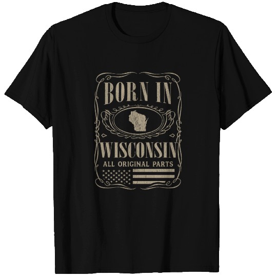 America US Flag State Flag Wisconsin T Shirts