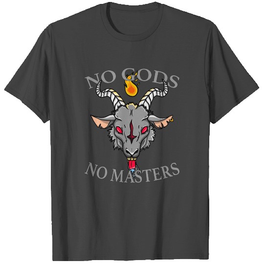 No Gods No Masters Baphomet Pentagram Atheist Sata T Shirts