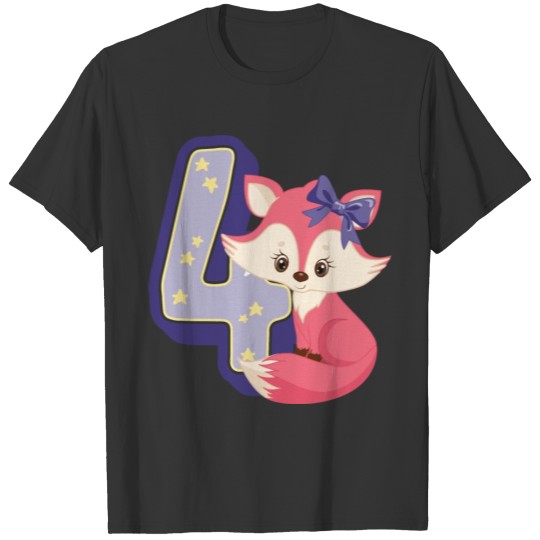 4 Year old Fox - Four Years Fourth Birthday Gift T-shirt